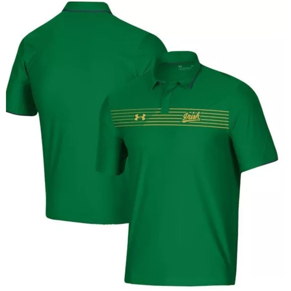 NWT Under Armour Men's Notre Dame Fighting Irish Shamrock Chest Stripe Polo SM - Picture 2 of 6